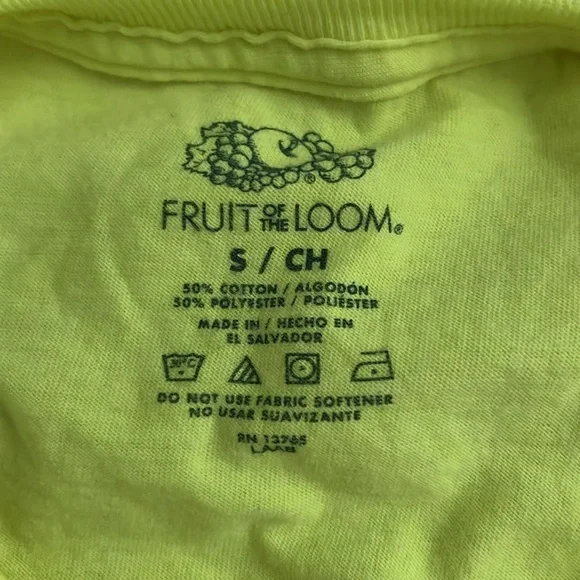 Fruit of the Loom Neon Yellow T shirt - Picture 3 of 3